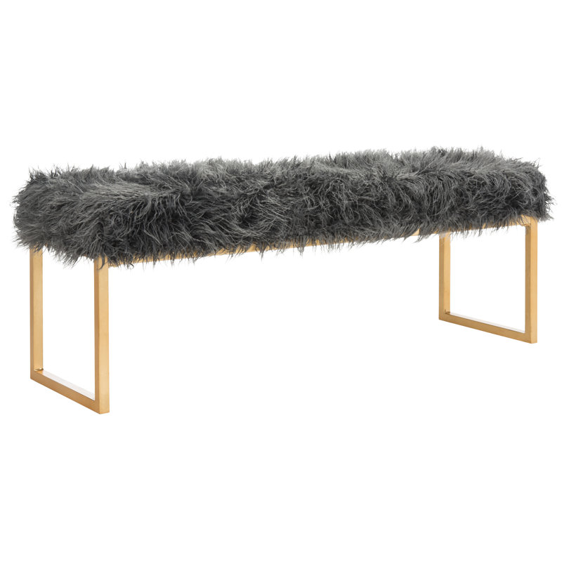 Fernando Faux Curly Sheepskin Bench, Grey