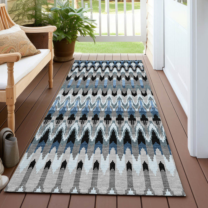Washable Abstract Indoor / Outdoor Rug, Runner 2'3" x 7'6"