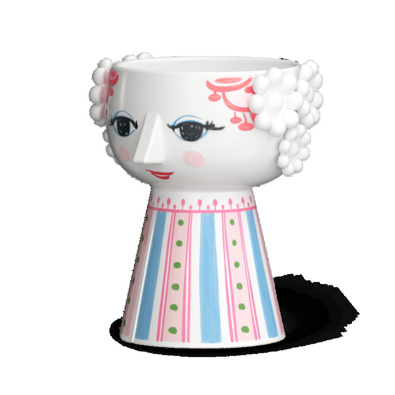 Eva Candle Holder, Pink, 3.7" H x 3.1" W x 3.7" D