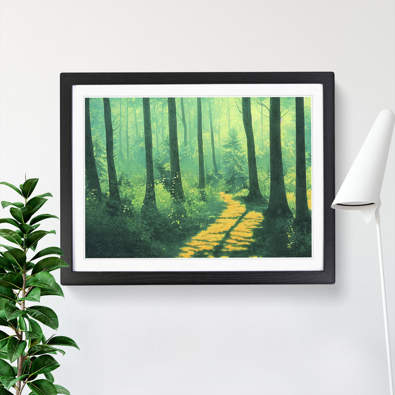 Summer Forest Pathway Vol.5 - Single Picture Frame Print, Black Framed, 25cm H x 34cm W x 2cm D