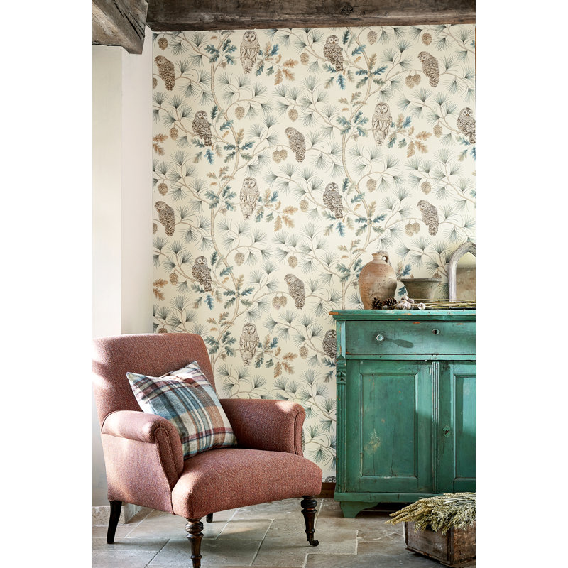 Owlswick 10.05m x 68.6cm Wallpaper Roll, Neutral/Blue