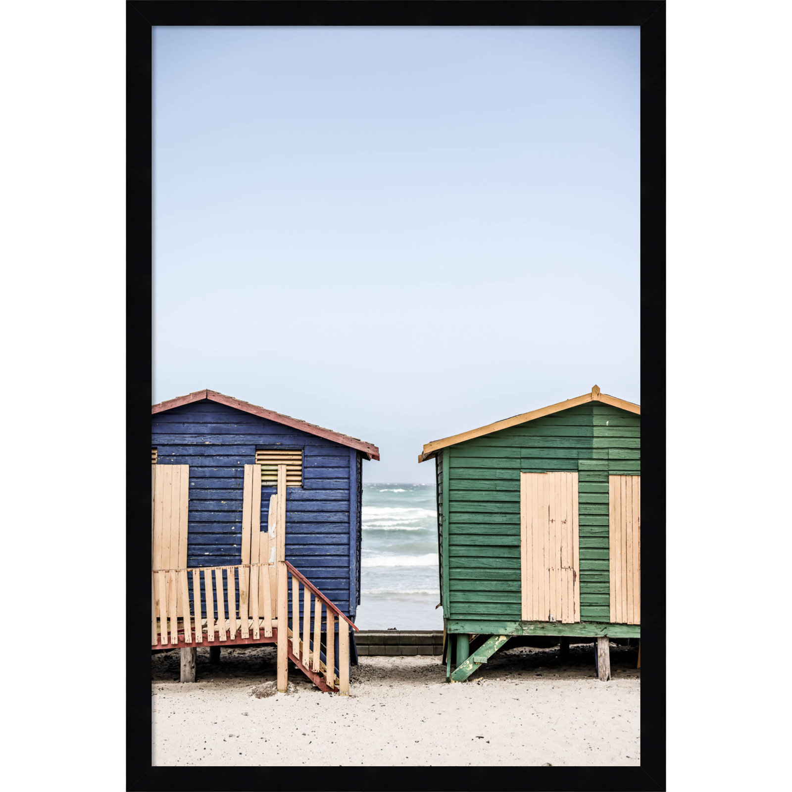 Popplewell "Blue and Green Huts" Print, Black, 25" H x 17" W