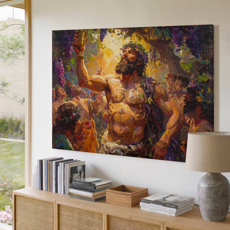 «Bacchic Celebration Canvasmythical God of Wine and Joy», art mural sur toile, prêt à accrocher, décor de galerie, décoration moderne