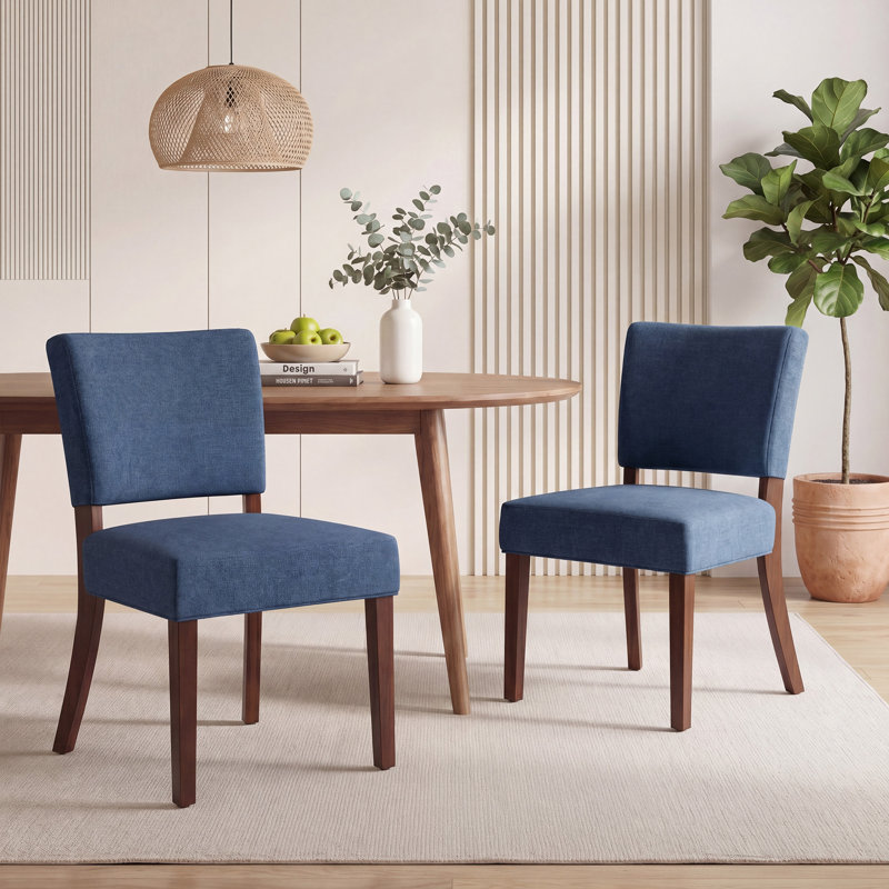 Chaise de salle à manger rembourrée en bois massif Parsons, Bleu
