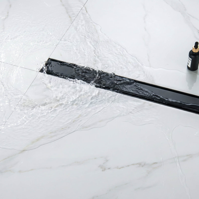 Caniveau de douche linéaire Kibi 24 pouces à carreler, en acier inoxydable 304, réversible avec filtre à cheveux et pieds de nivellement