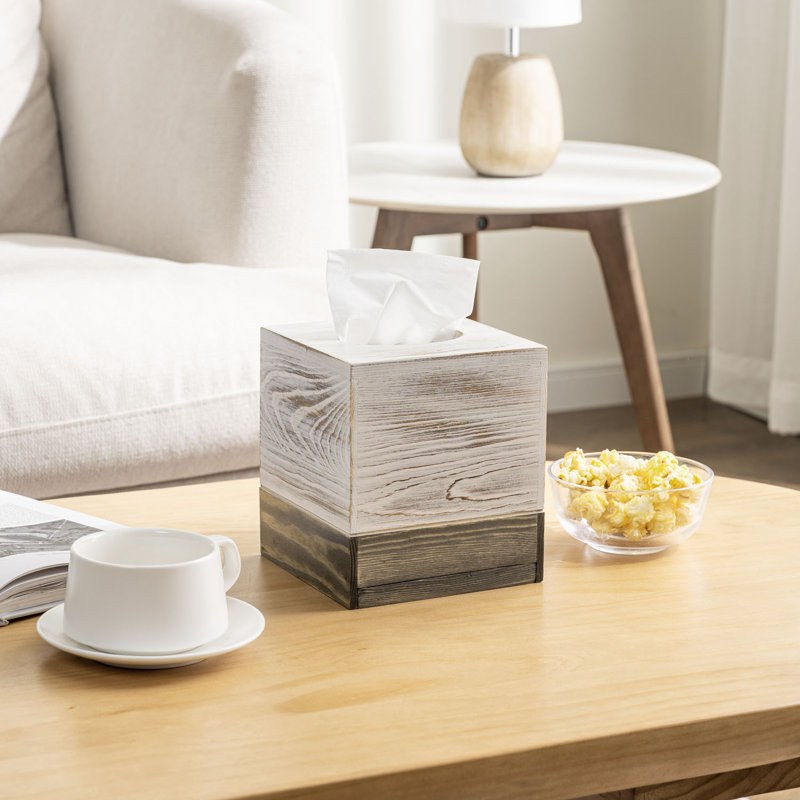 Wood Square Tissue Box Cover