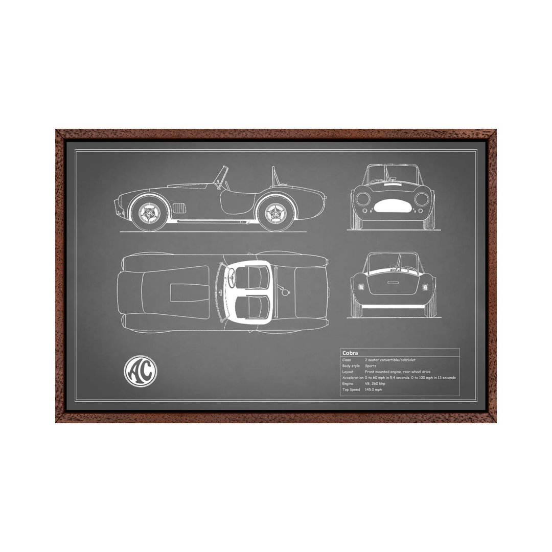 AC Cobra Roadster (Grau) von Mark Rogan - Galerie-verpackte Leinwand Giclée auf Leinwand