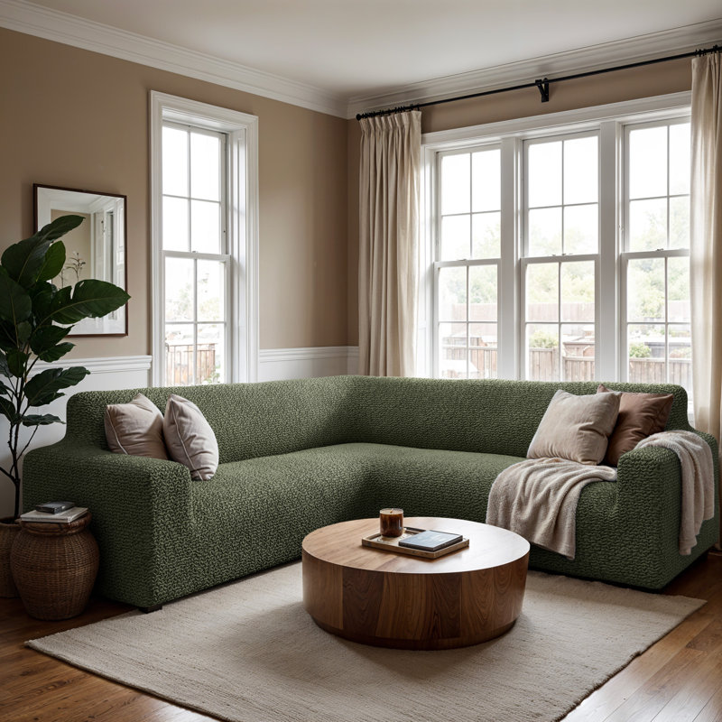 Housse extensible pour canapé d'angle - Facile à nettoyer et durable - Collection Comfort , Coin, Green