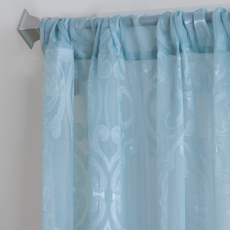 Foulton 100% Polyester Sheer Solid Clip Curtain Panel with Rod Pocket Top, 55" W x 63" L, Mineral