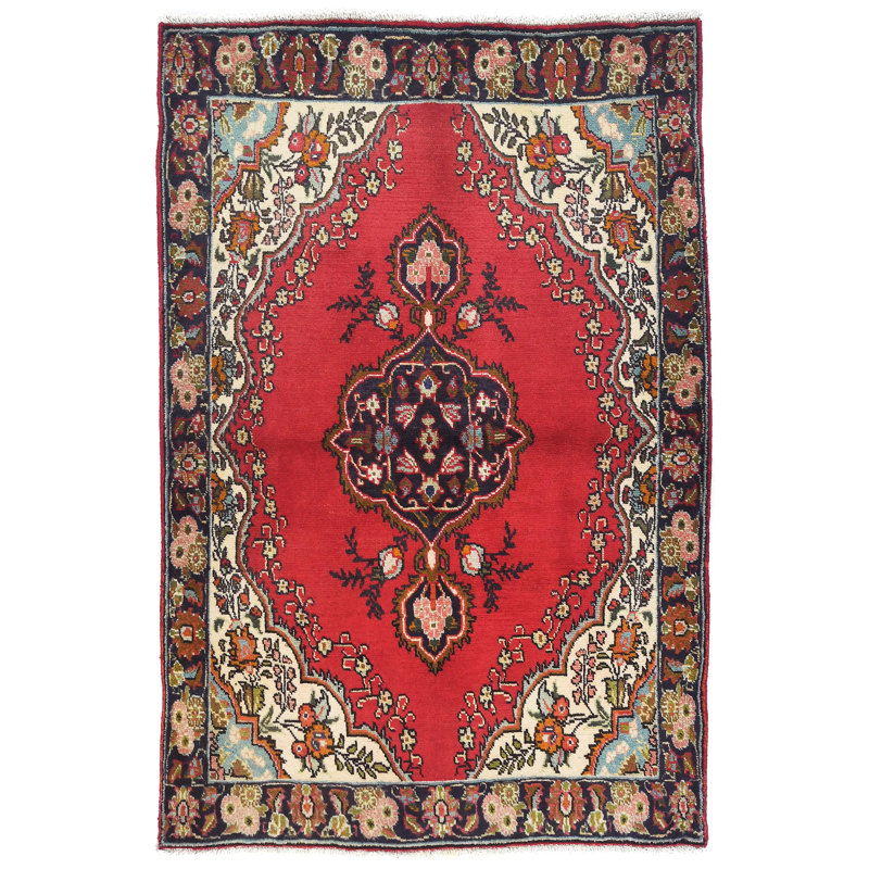 Tapis oriental rouge unique 4X5 One-of-a-Kind