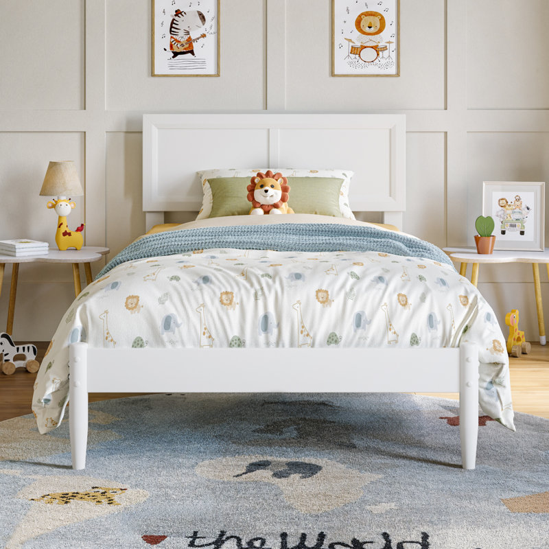 Ellarie Platform Bed with Adjustable Headboard, Twin, White