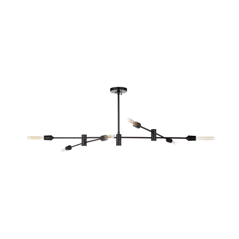 Lustre linéaire moderne Spoutnik 6 lumières Pluton, Noir satiné