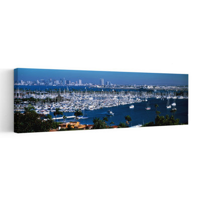 Boats Moored At A Harbor, San Diego, California, Usa Abstract Modern City Landscape Wall Art