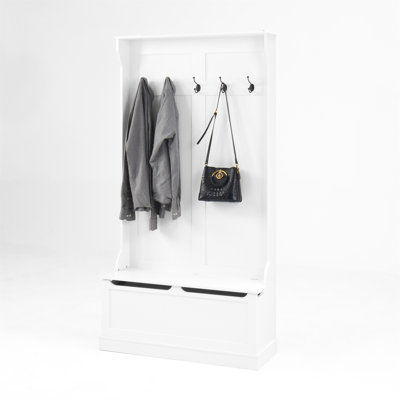Entryway Bench With Standing Coat Rack
