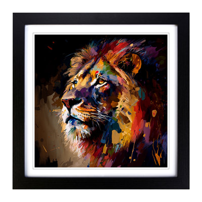 Lion Palette Knife Painting - Framed Print