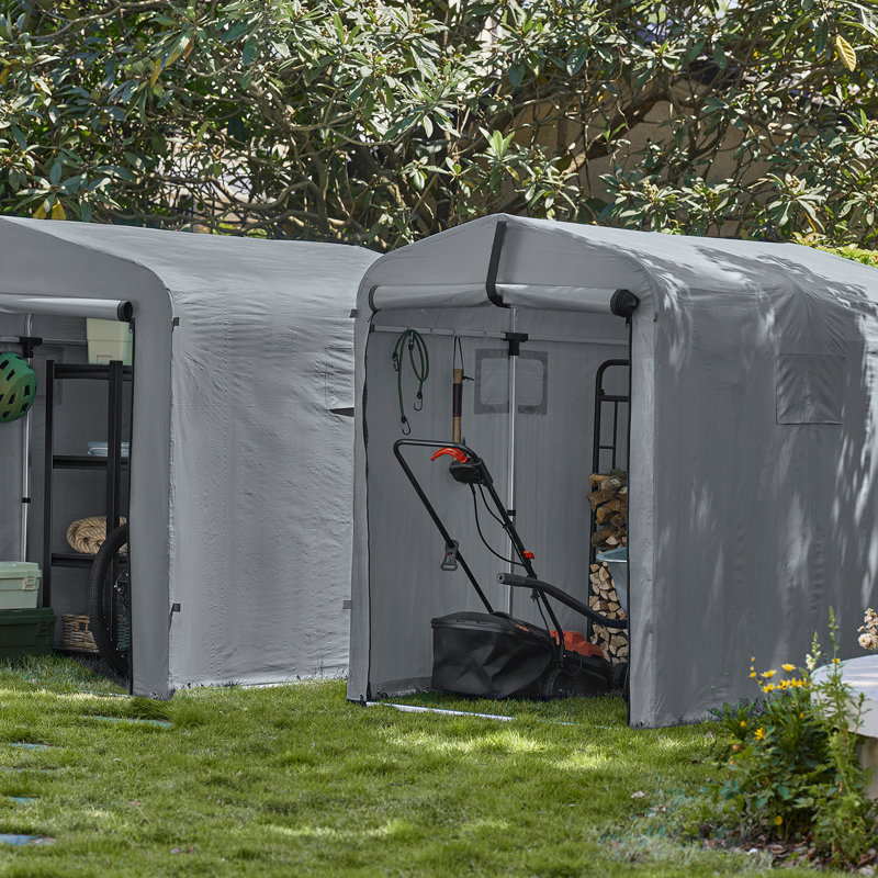 Stover 5 ft. W x 7 ft. D Polyethylene Dome Bike Shed, 165cm H x 159cm W x 219cm D, Dark Grey