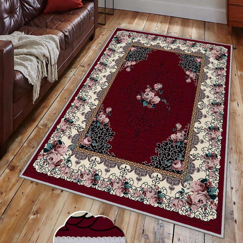Tapis rouge / brun / blanc Maloy