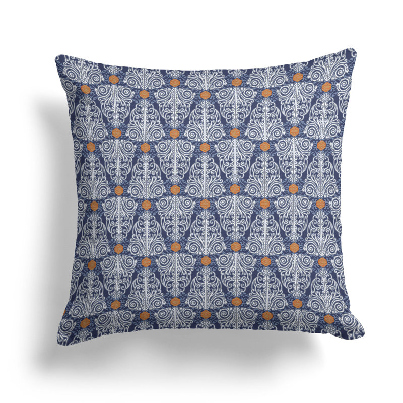 Coussin Mandala, H 16 po x l 16 po, Bleu