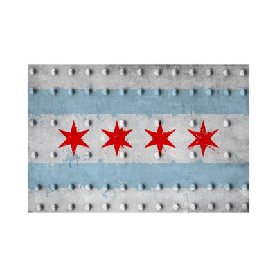 Chicago City Flag (Riveted Metal) - Wrapped Canvas Print