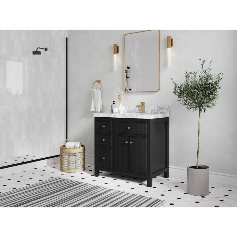 Sonoma 36 po X P 22 po De salle de bain Quartz, Calacatta Nuvo, Black
