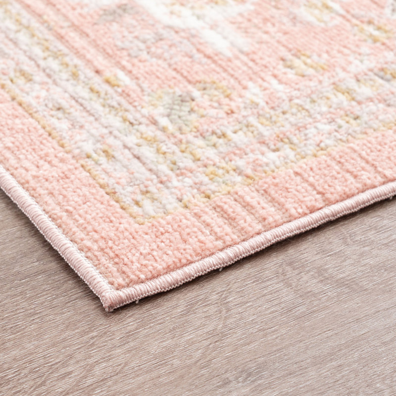 Alyssa Traditional Oriental Salmon Polyester Runner Rug, 2'3'' x 7'7'', Runner 2'3" x 7'7"
