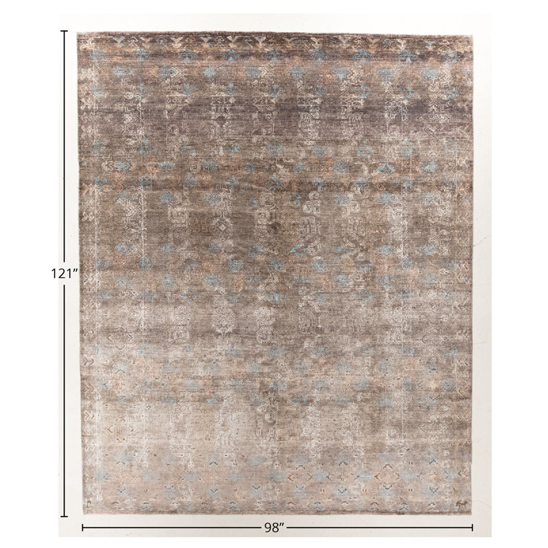 Handmade Cotton and Silk Abstract Area Rug