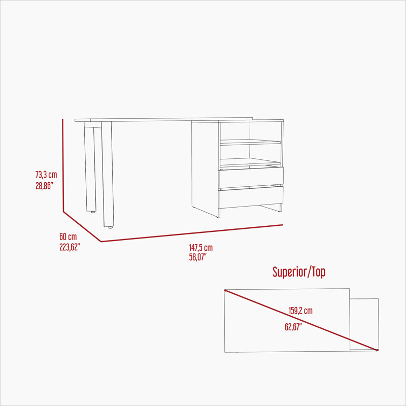 58" Light Gray Wood Computer Desk