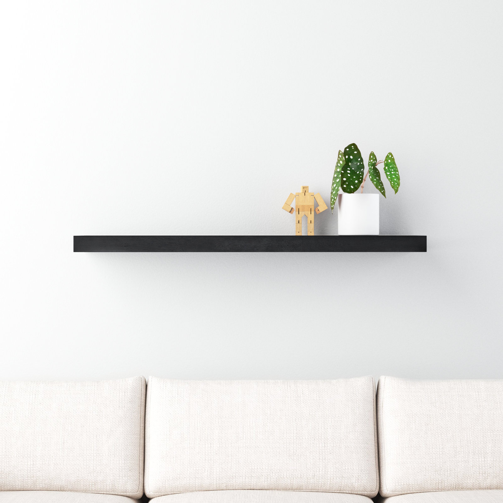 Sherice 75" Floating Shelf, 1.97" H x 43.21" W x 10.24" D, Matte Black