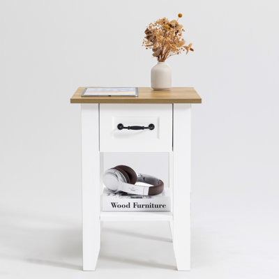Compact Wooden Nightstand With Drawer & Lower Shelf, Wide-Leg Design – Ideal For Bedroom Or Living Room by Winston Porter