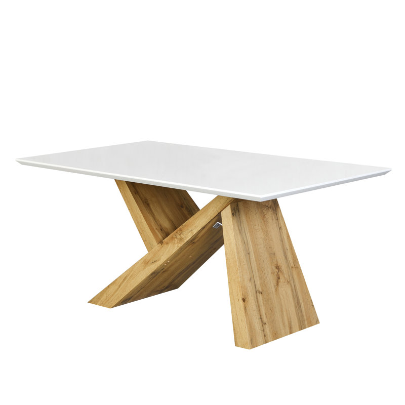 Kreider Glass Top Dining Table, Oak/White