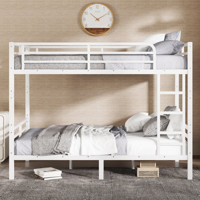 Full XL Over Full XL Metal Bunk Bed for Teens & Adults – Space-Saving, Noise-Free, No Box Spring, White