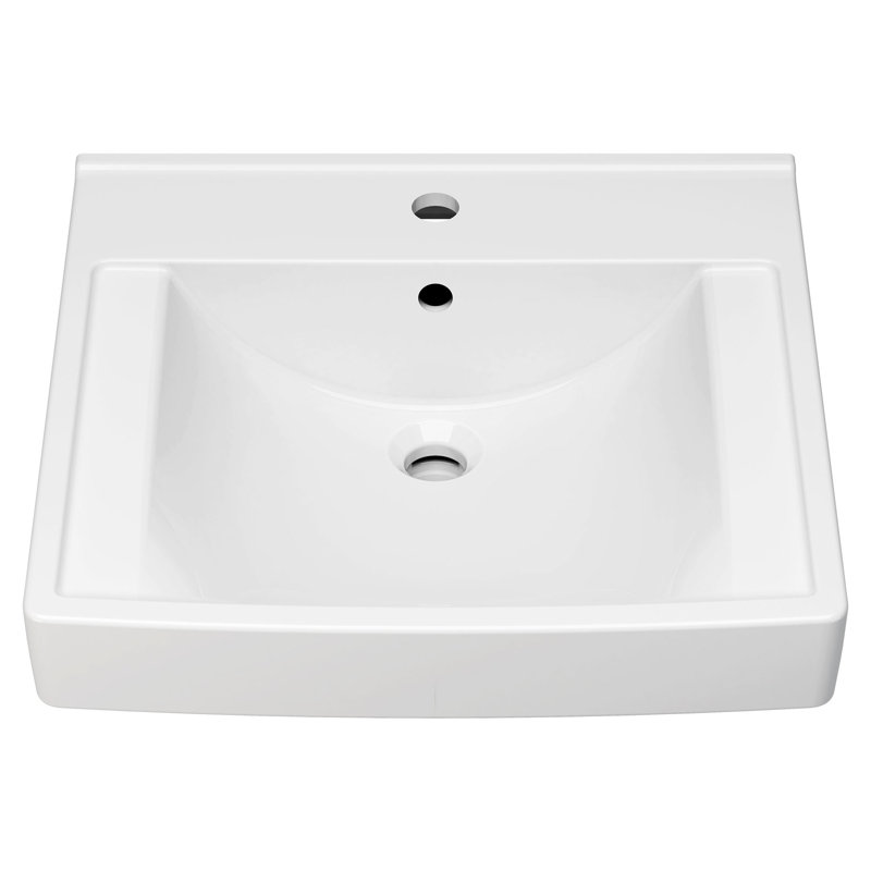 White Ceramic Wall-Mounted Rectangular Bathroom Sink