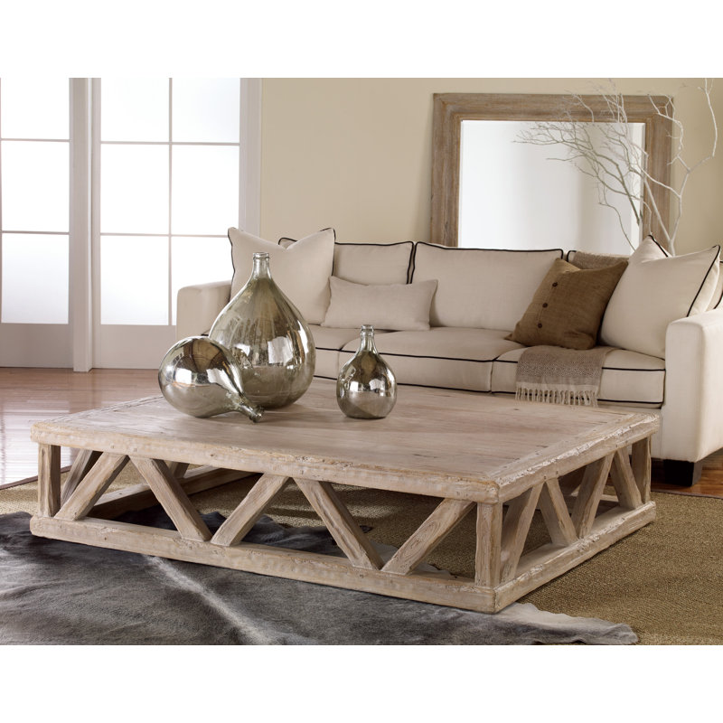 Architectural Solid Wood Single Coffee Table, 15" H x 66" L x 55" W