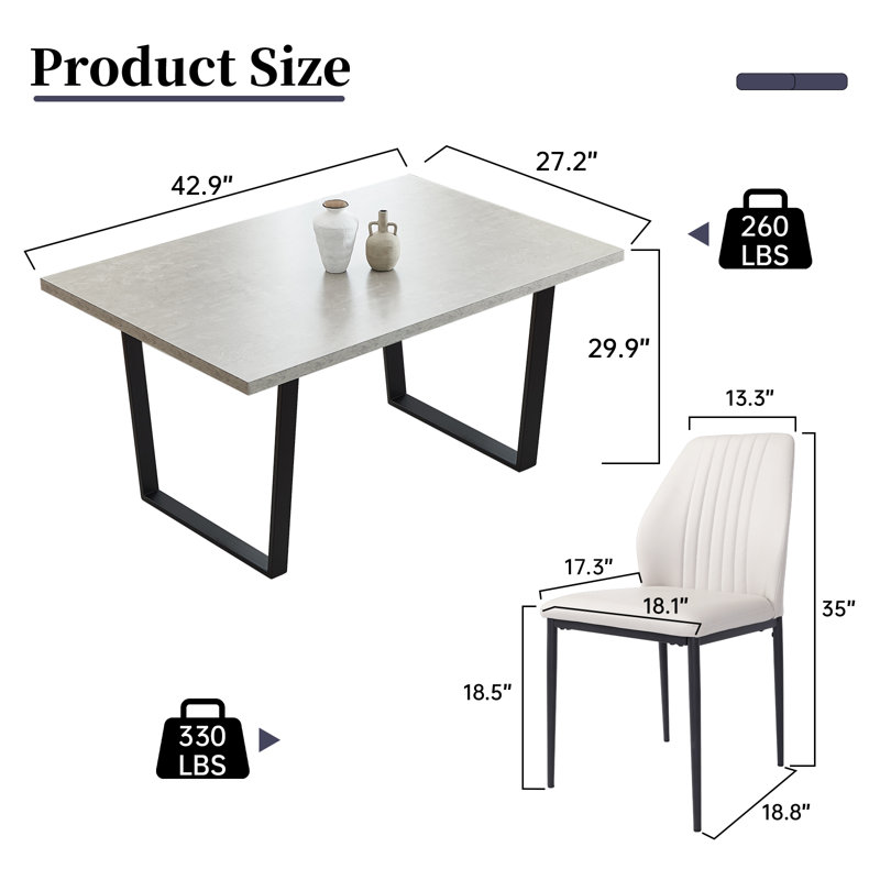 Lakishia 5-Piece Rectangular Dining Table Set with 4 Chairs for Dining Kitchen Room, White