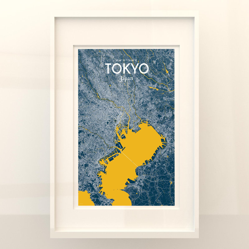 Tokyo City Map in Amuse 1 Piece Wall Art, 36cm H x 24cm W x 0.05cm D