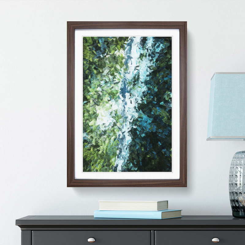 Forest Road in Abstract - Picture Frame Painting Print, 48cm H x 36cm W x 2cm D, Walnut Framed
