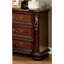 Brown Cherry Traditional 1-Piece Solid Wood 3-Drawer Headboard Cabinet with Bronze Handles, Luxurious Design Bedroom Furniture