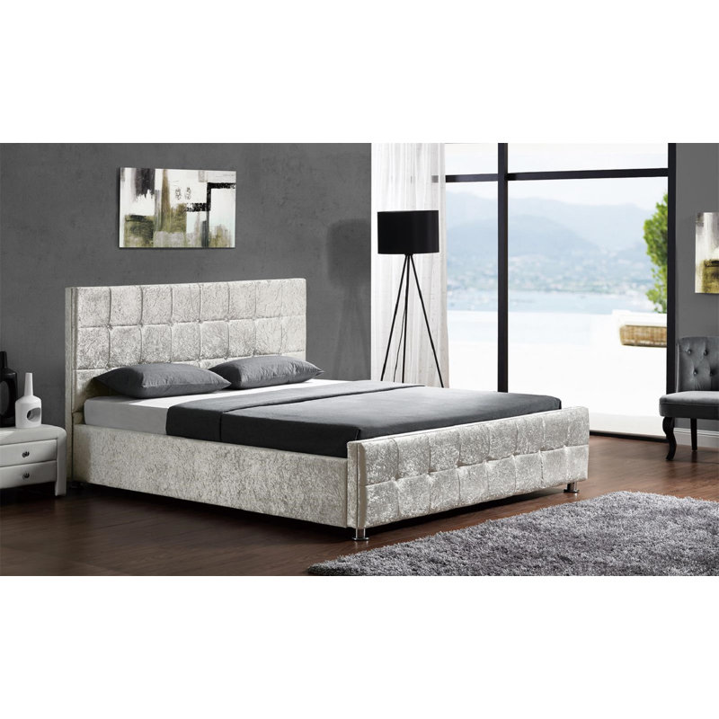 Eliana Upholstered Ottoman Storage Bed, Kingsize (5'), Velvet Silver