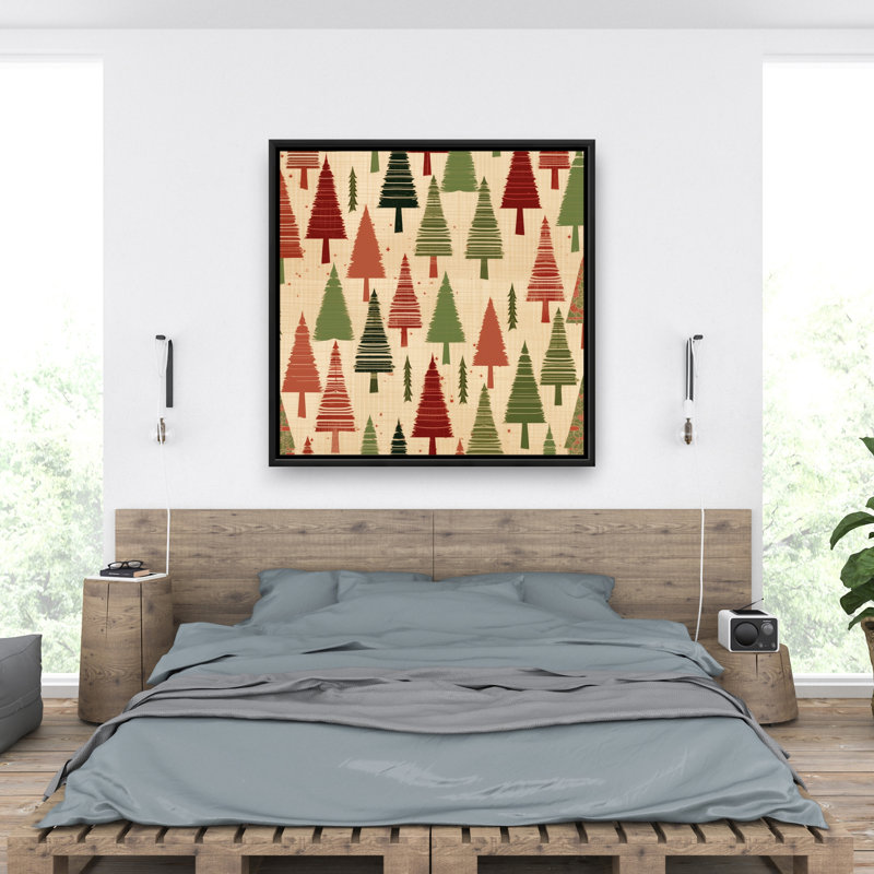 Toile de Noël avec motif d'arbre de Noël - encadré vert