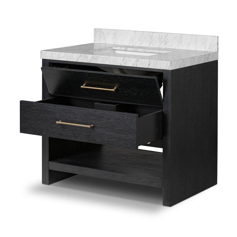 Anthem Single Vanity-Carrara Marble, Black