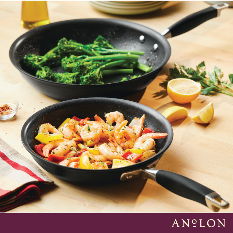 Anolon Advanced Home Hard Anodized Nonstick Frying Pan Set, 10.25 Inch And 12.75 Inch, 2-Piece, Black