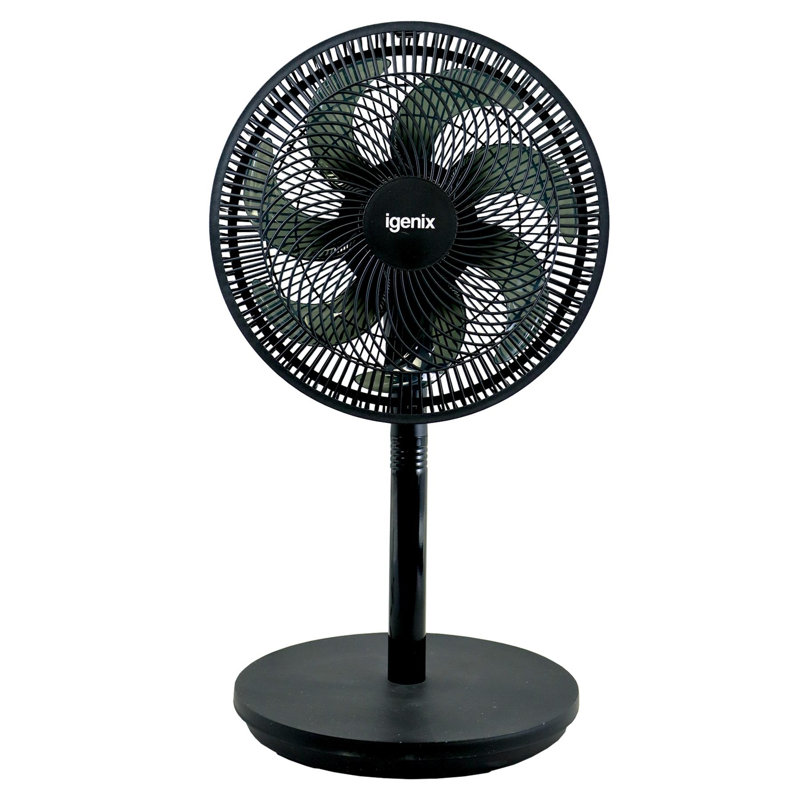 Igenix 12 Inch 7 Bladed Pedestal Fan Black, Black