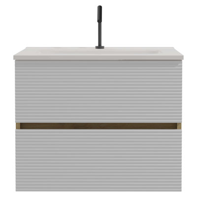 Meuble-lavabo moderne avec lavabo intégré et rangement abondant