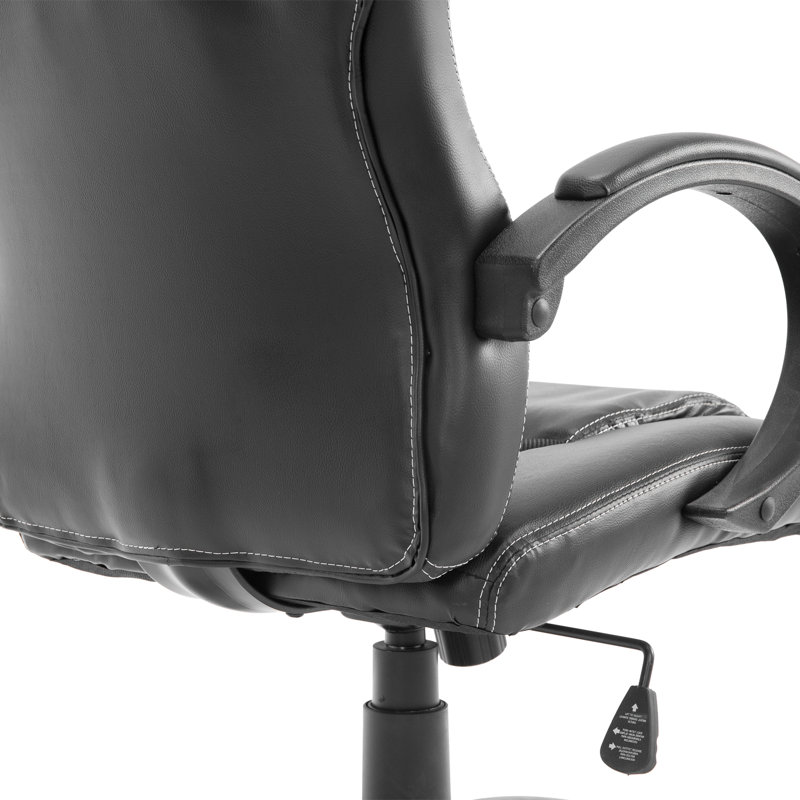 Symple Stuff Adjustable Ergonomic Faux Leather Swiveling PC & Racing Game Chair, Black/Red