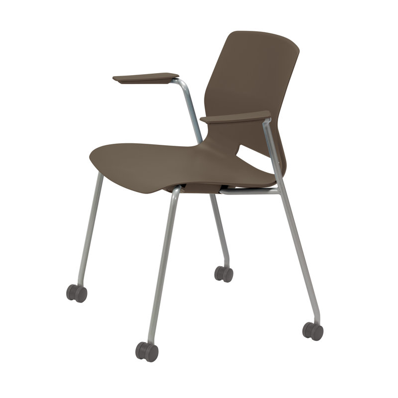 Chaise empilable Wille, Noir, Avec des roulettes