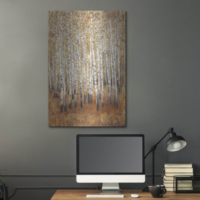 Luxe Metal Art 'Sienna Birches II' by Tim O'Toole, Metal Wall Art