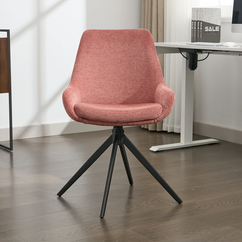 Chaise de bureau en lin Loklun, Caramel