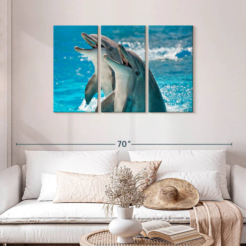 Brampt Excited Dolphins, 28" H x 45" W