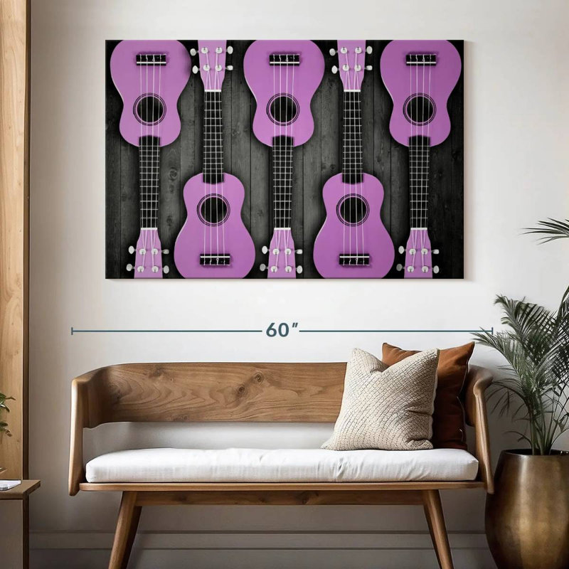Guitare acoustique mauve, H 34 po x l 51 po