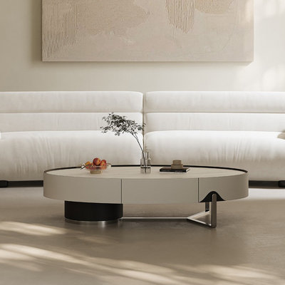 Modern Simple Oval Microcrystalline Coffee Table